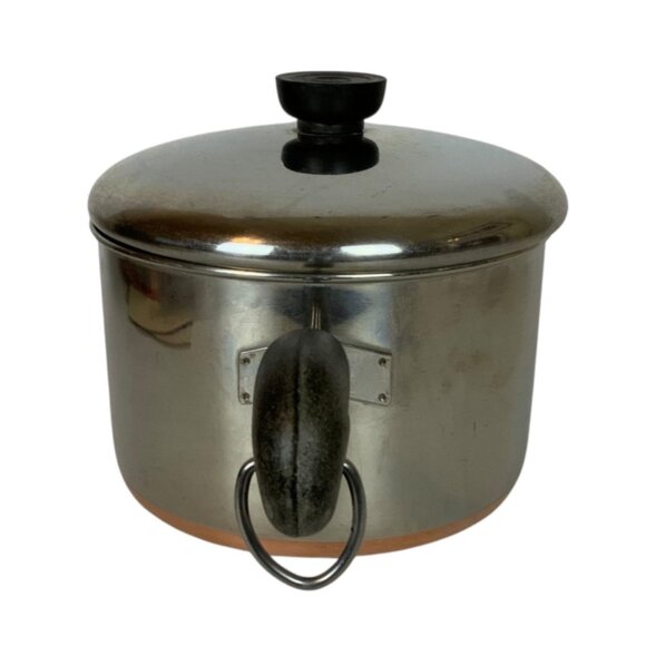 Revere Ware 3 Qt Saucepan Copper Clad Stainless Steel Lid Double Ring Pre 1968 - Picture 3 of 10